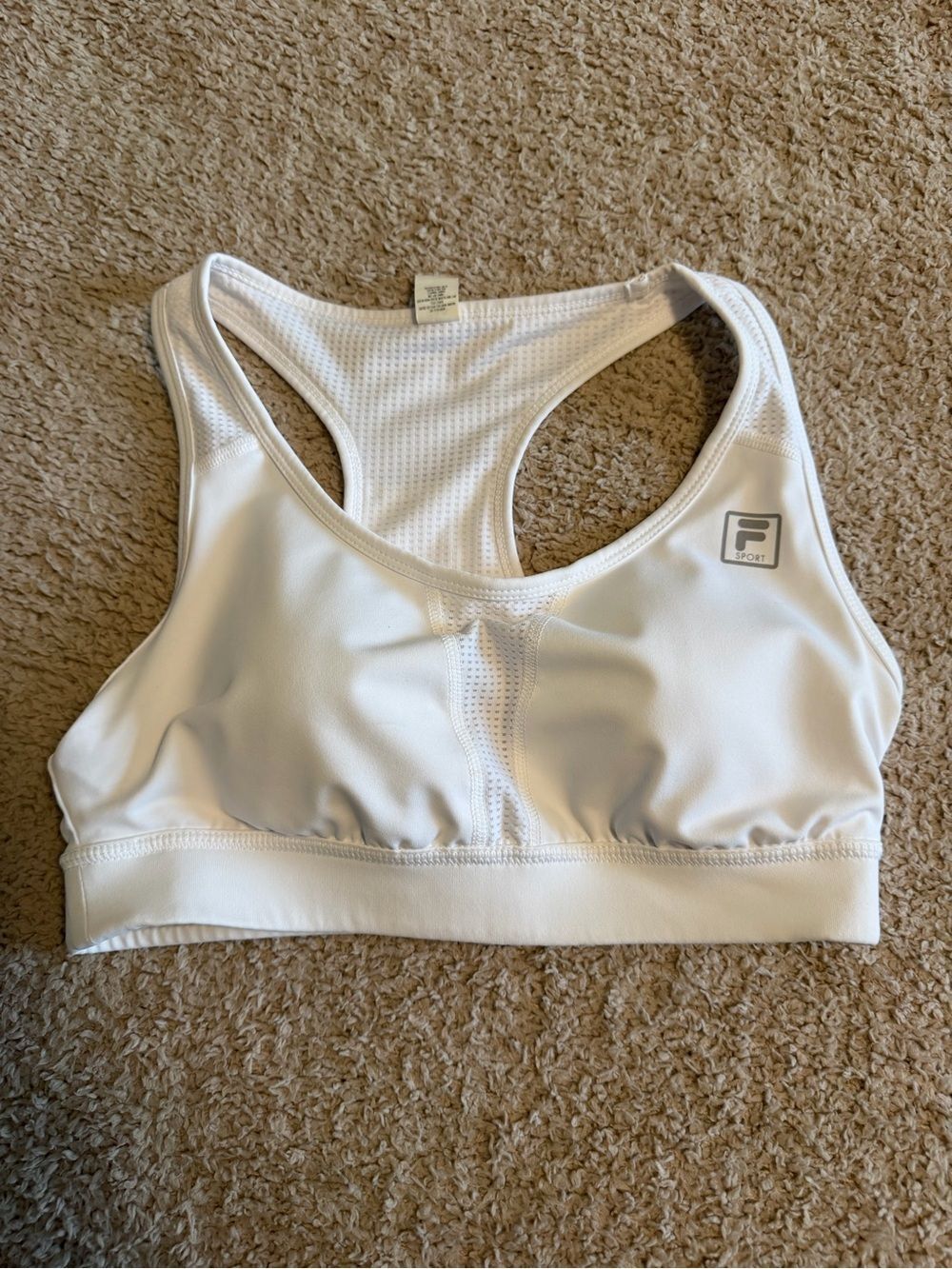 FILA Sport White Mesh Racerback Medium Impact Sports Bra Size M